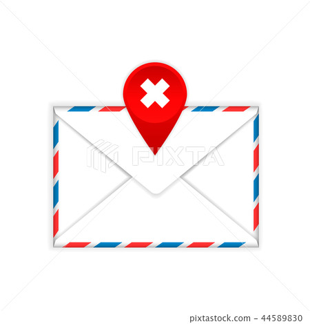 Envelope with a red cross mark flat icon 44589830