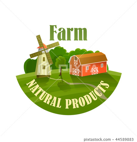 Green label of healthy natural farm fresh food 44589883