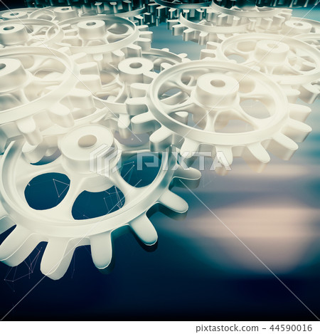 White gears and cogs macro 44590016
