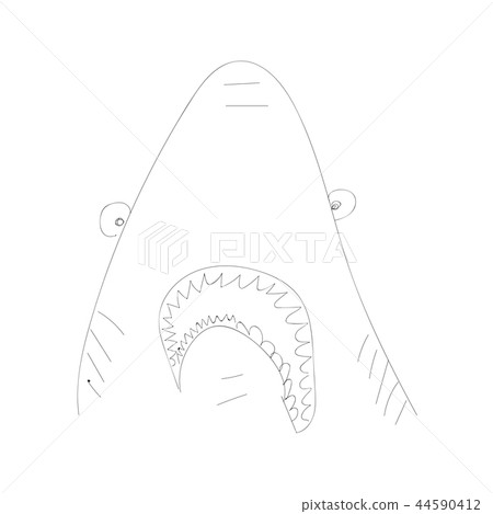 Hand drawn funny crazy contoured shark.  44590412