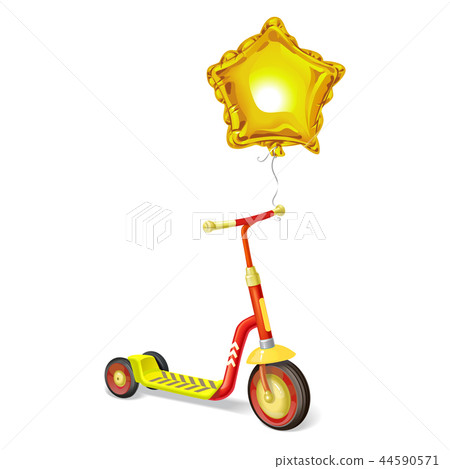 Colored roller scooter for children and balloon.  44590571