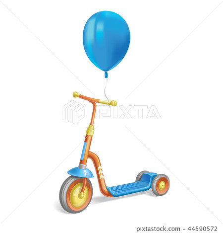 Colored roller scooter for children and balloon. 44590572