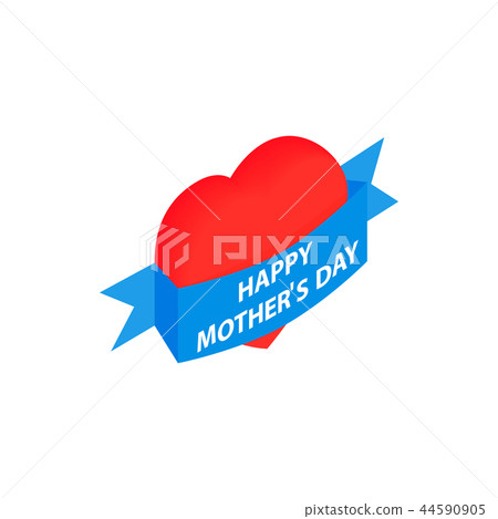 Mother Day Heart with blue ribbon isometric icon Mother Day Heart with blue ribbon isometric icon 44590905