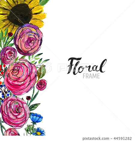 Hand drawn Flower Border 44591282