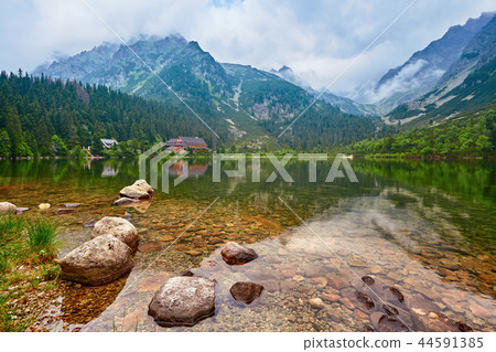 Moraine-damned lake Popradske pleso. Slovakia, central Europe. Moraine-damned lake Popradske pleso. Slovakia, central Europe. 44591385