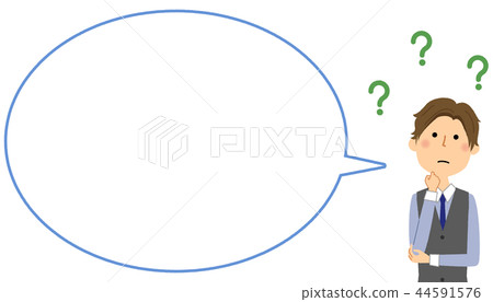 Young man with doubts Speech bubble Young man with doubts Speech bubble 44591576