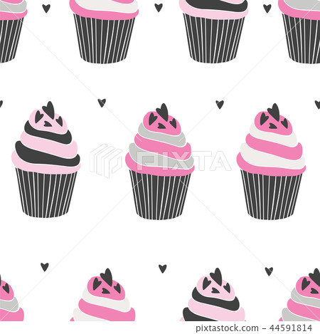 Beautiful yummy cupcake seamless background pattern Beautiful yummy cupcake seamless background pattern 44591814