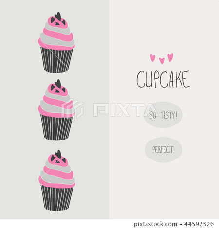 Lovely beautiful yummy cartoon cupcake 44592326