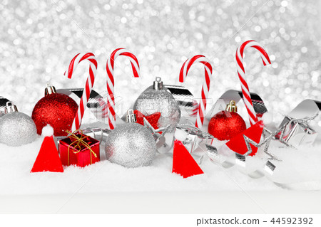 Christmas decor on snow Christmas decor on snow 44592392