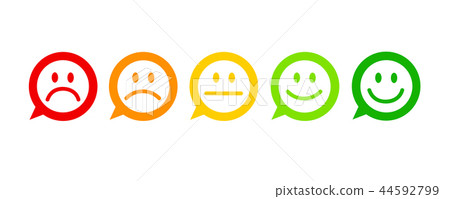 rating satisfaction feedback in form of emotions excellent good normal bad awful speech bubble 44592799