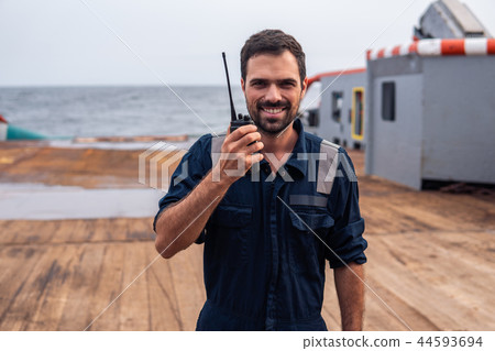 Marine Deck Officer or Chief mate on deck of vessel or ship Marine Deck Officer or Chief mate on deck of vessel or ship 44593694
