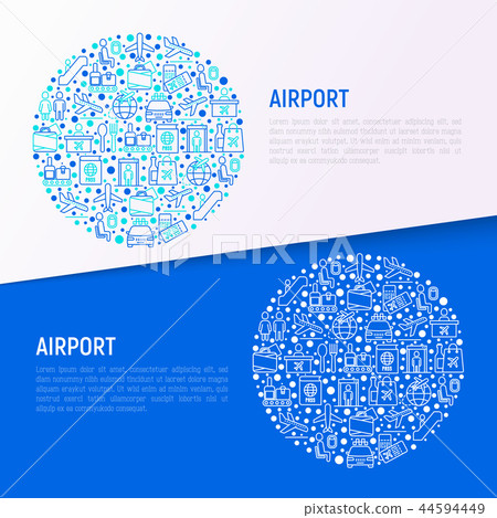 Airport concept in circle with thin line icons 44594449