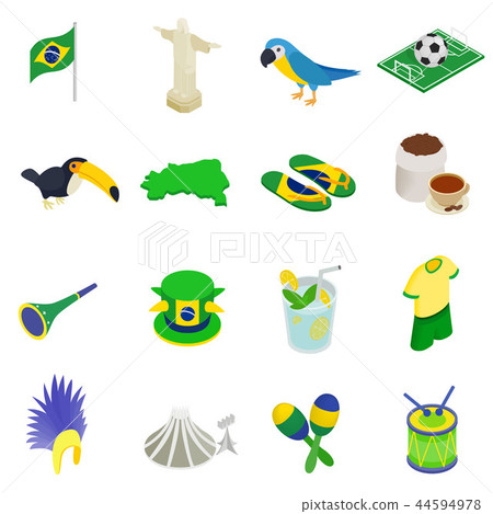 Brazil isometric 3d icons Brazil isometric 3d icons 44594978