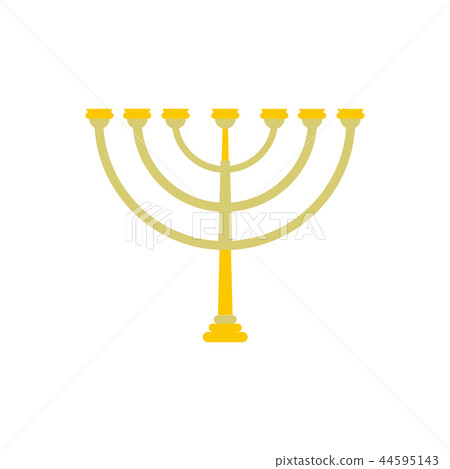 Gold hanukkah menorah flat icon Gold hanukkah menorah flat icon 44595143