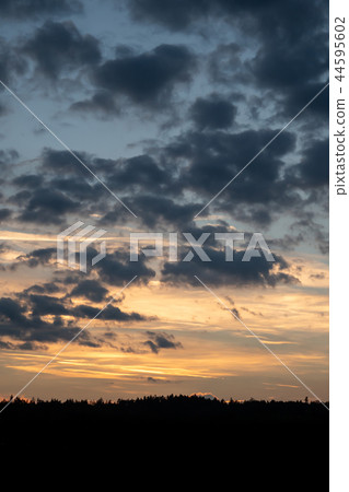 Romantic sunset with black silhouette Romantic sunset with black silhouette 44595602
