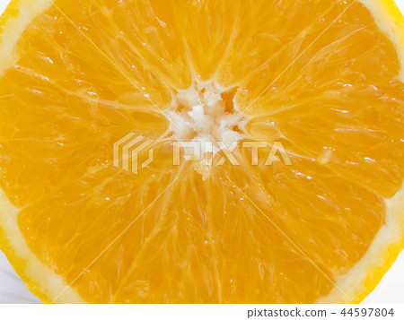 Close up of half cut juicy orange. 44597804