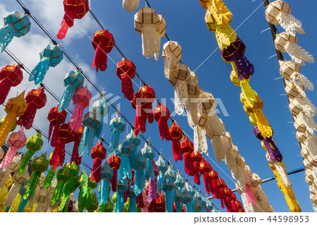 colourful thai paper lanterns north of thailand. colourful thai paper lanterns north of thailand. 44598953