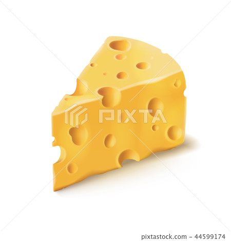 Cheese piece with holes 3D realistic dairy food icon 44599174