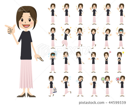 女人的臉和手勢設置 44599339
