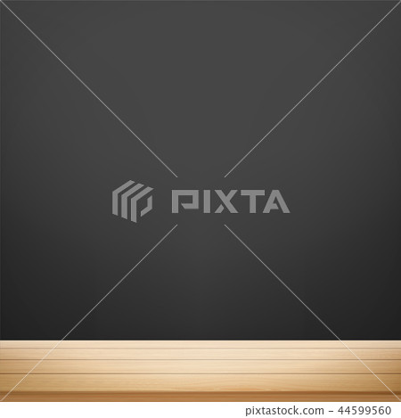 Wooden table against background of a black wall Wooden table against background of a black wall 44599560