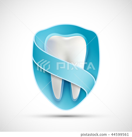 Logo white tooth in the shield. Logo white tooth in the shield. 44599561