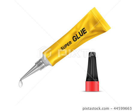 3d realistic metal tube of super glue 44599663