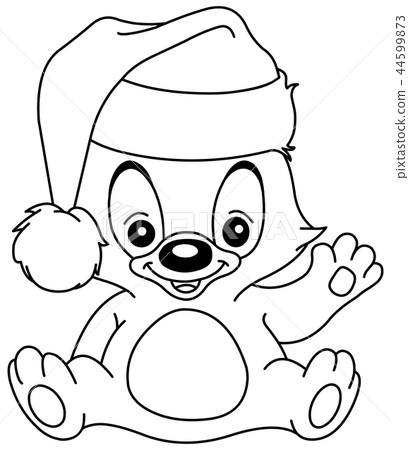 outlined christmas waving teddy bear outlined christmas waving teddy bear 44599873