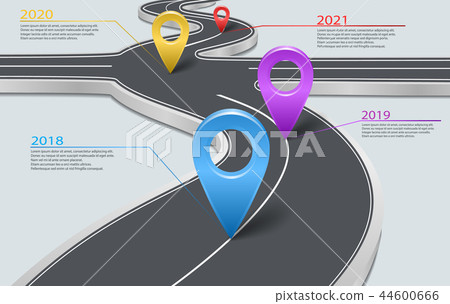 infographic car road timeline with pointers 44600666