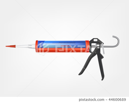 3d realistic caulking gun, metallic bottle 44600689