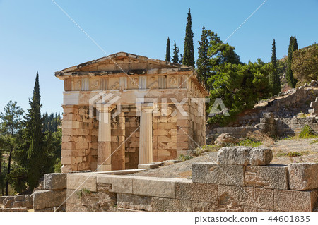 The Athenian treasury in Delphi, Greece in summer The Athenian treasury in Delphi, Greece in summer 44601835