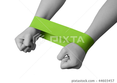 Close-up isolated green sport strap for stretching 44603457