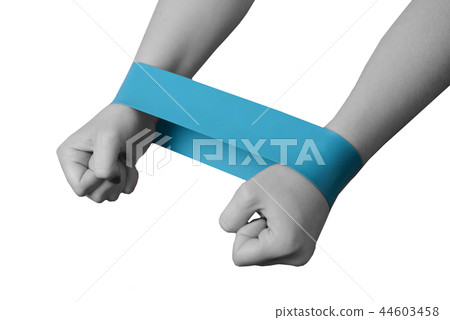 Close-up isolated green sport strap for stretching Close-up isolated green sport strap for stretching 44603458