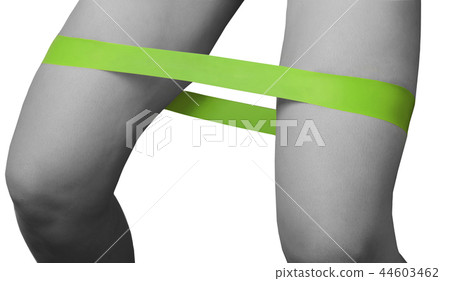 Close-up isolated green sport strap for stretching Close-up isolated green sport strap for stretching 44603462