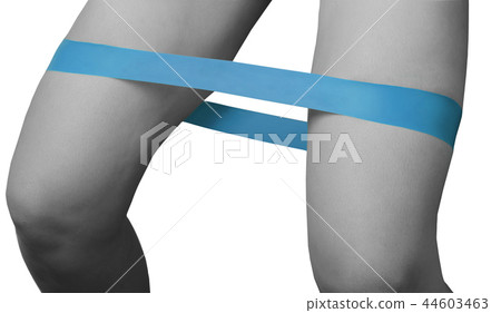 Close-up isolated green sport strap for stretching Close-up isolated green sport strap for stretching 44603463