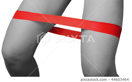 Close-up isolated green sport strap for stretching Close-up isolated green sport strap for stretching 44603464