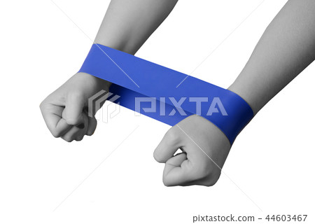 Close-up isolated green sport strap for stretching Close-up isolated green sport strap for stretching 44603467