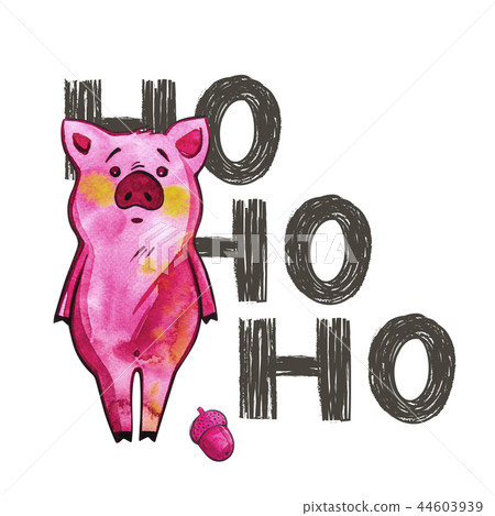 Cute pig with creative 2019 New Year lettering. Symbol of the year in the Chinese calendar. Isolated Cute pig with creative 2019 New Year lettering. Symbol of the year in the Chinese calendar. Isolated 44603939
