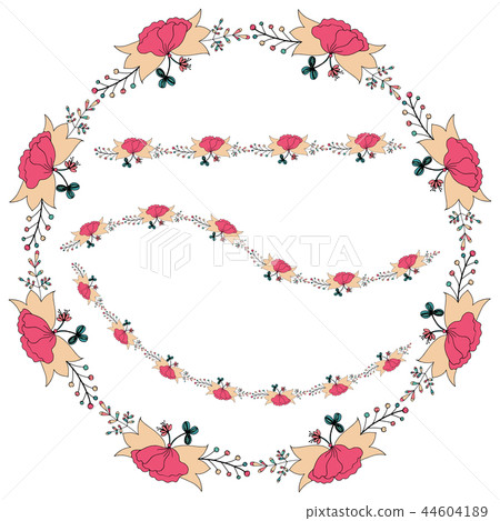 Vector illustration of a floral frame in the shape Vector illustration of a floral frame in the shape 44604189