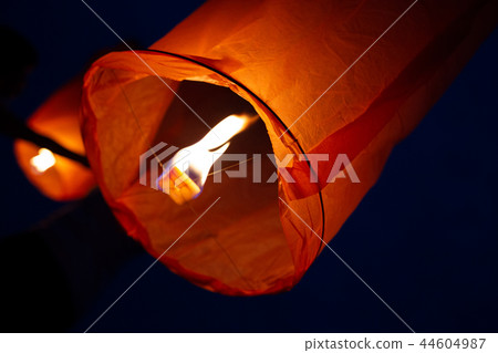 Close up view of two chinese flying lanterns 44604987