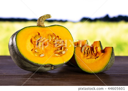 Fresh blue grey pumpkin nagy dobosi with field 44605601