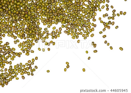 Dry green mung beans isolated on white 44605945
