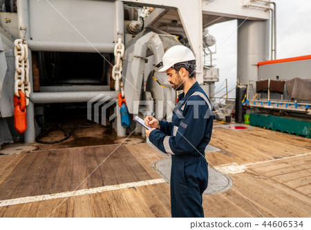 Marine Deck Officer or Chief mate on deck of vessel or ship Marine Deck Officer or Chief mate on deck of vessel or ship 44606534