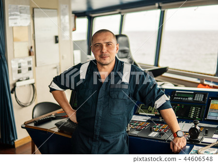 Marine navigational officer or chief mate on navigation watch Marine navigational officer or chief mate on navigation watch 44606548
