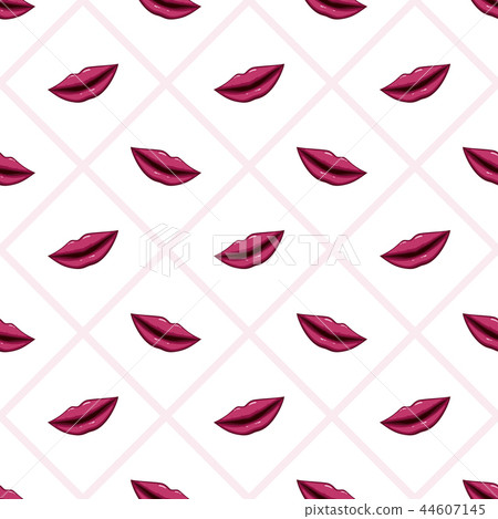 Seamless pattern purple lips on striped background Seamless pattern purple lips on striped background 44607145