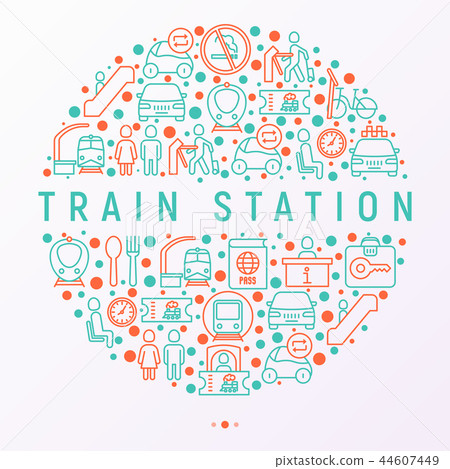 Train station concept in circle Train station concept in circle 44607449