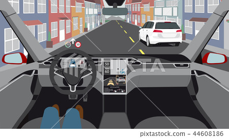 Driverless electric car.  44608186