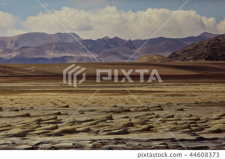 mountains. snow peaks near the lake landscape 44608373