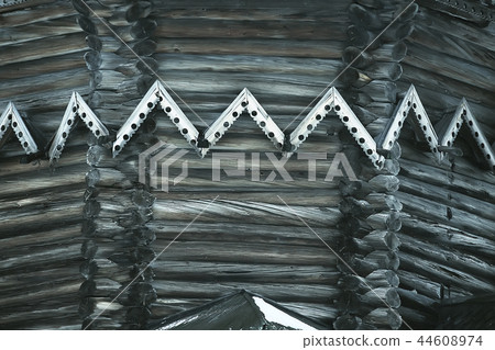 wooden houses in the Russian countryside / wooden architecture, Russian provincial landscape, winter view village in Russia 44608974