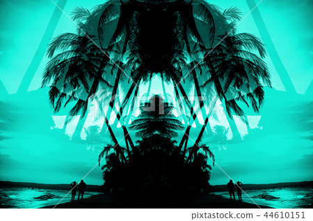 Silhouettes of palm trees 44610151