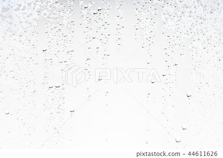 white isolated background water drops on the glass / wet window glass with splashes and drops of water and lime, texture autumn background 44611626